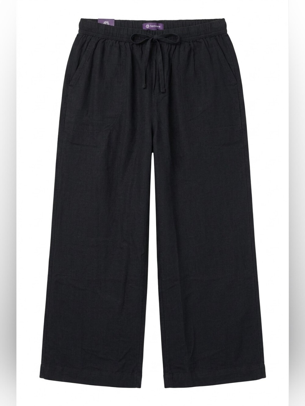 Splendid Navy Drawstring Linen-Blend Wide Leg Flowy Cropped Pants NWT Medium
